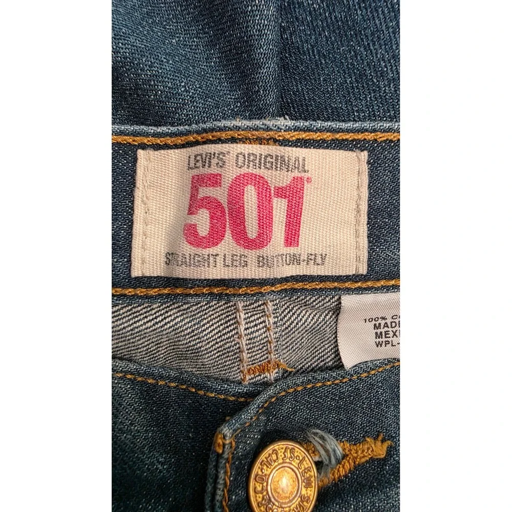 Levis 501 Original Fit Jeans Mens 40x34 Medium Wash Blue Denim Button Fly